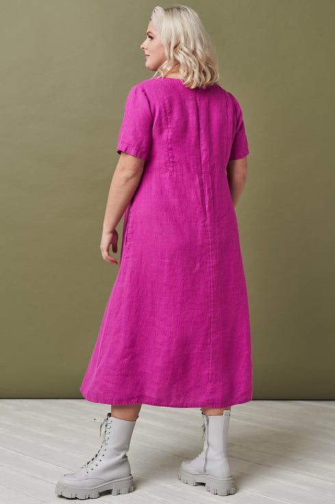 Image 7 of Casual short sleeved linen dress with a zip in the back Madona from Baltic Linen